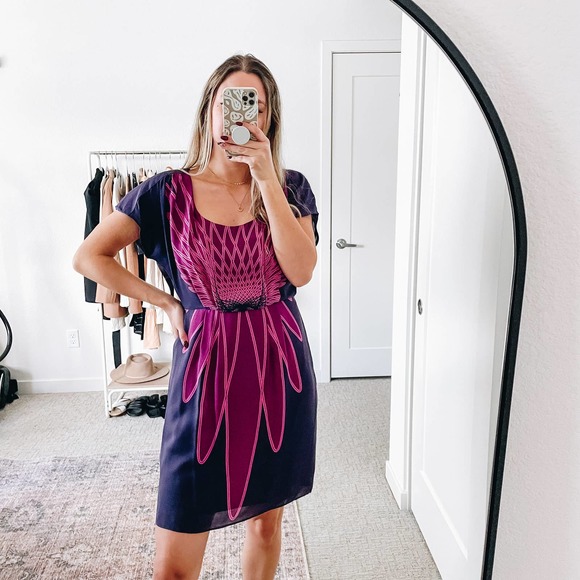 TIBI Purple Pink Silk Mini Dress - Picture 14 of 14